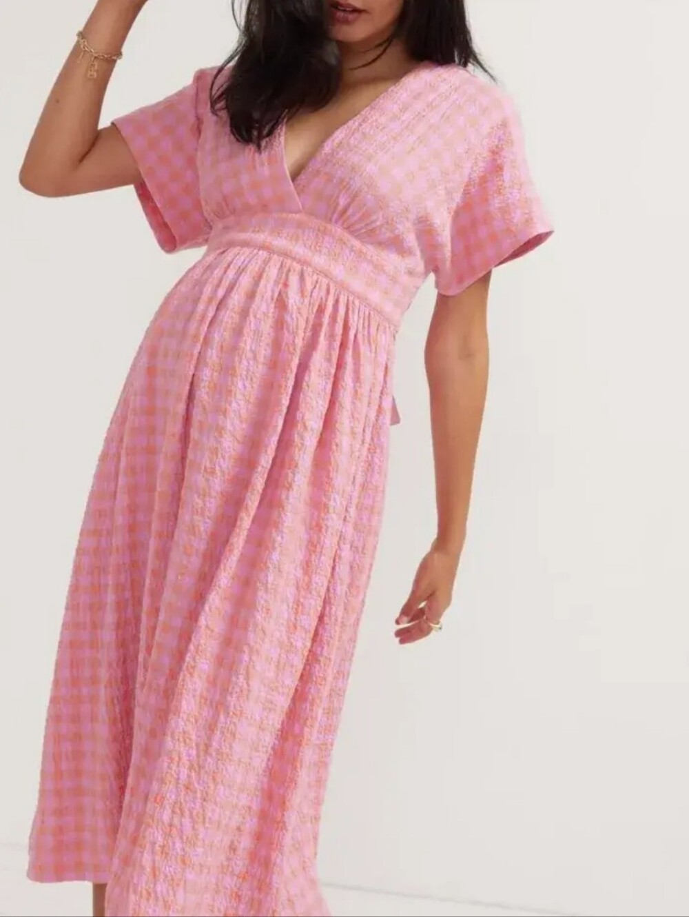 Hatch Carolina Pink V-Neck Maxi Dress